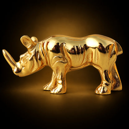 Aluminium Home Decorative Genda, Rhino Showpiece Statue - 7*2*3.2 Inch (AN259 G)