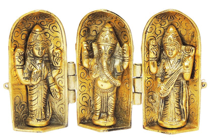 Showpiece Aluminium Laxmi Ganesh Darbar - 8.5*1.5*5.3 inch (AS277 G)