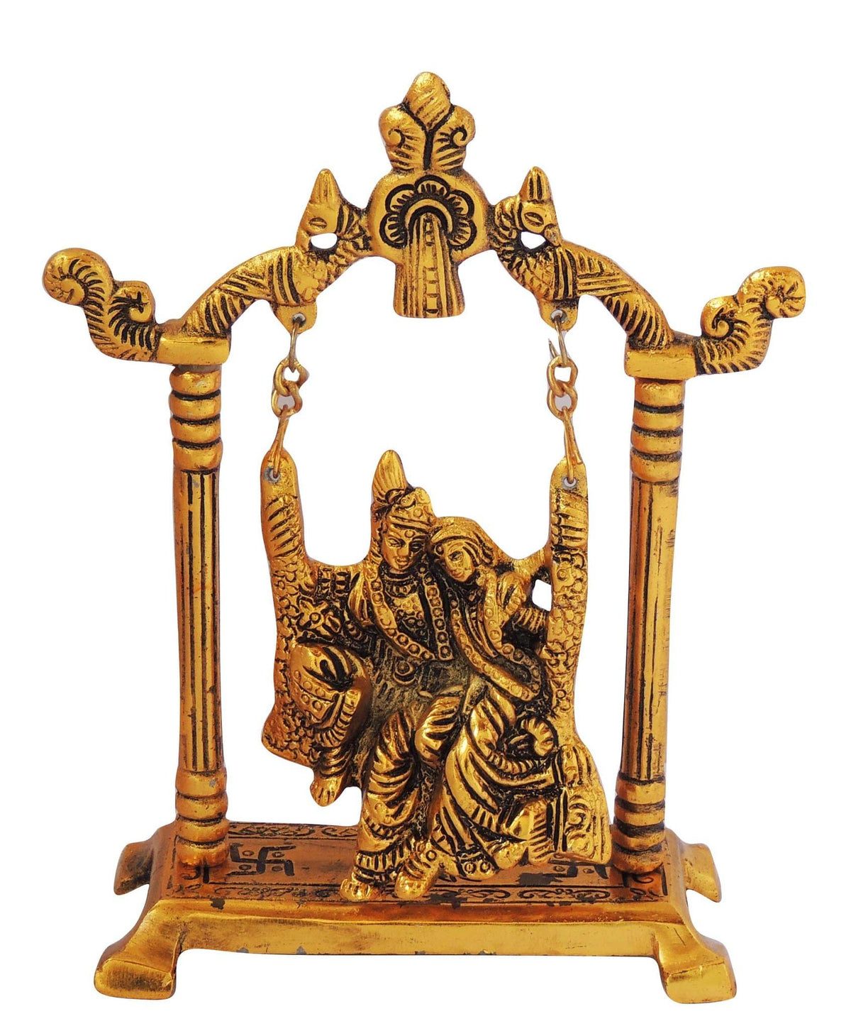 Showpiece Radha Krishna Statue With Jhula - 5.6*2.5*7.5 inch (AS282 G)