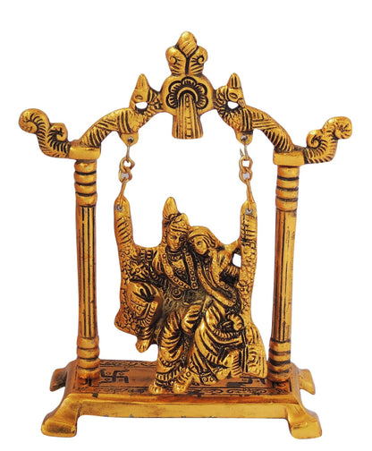 Showpiece Radha Krishna Statue With Jhula - 5.6*2.5*7.5 inch (AS282 G)