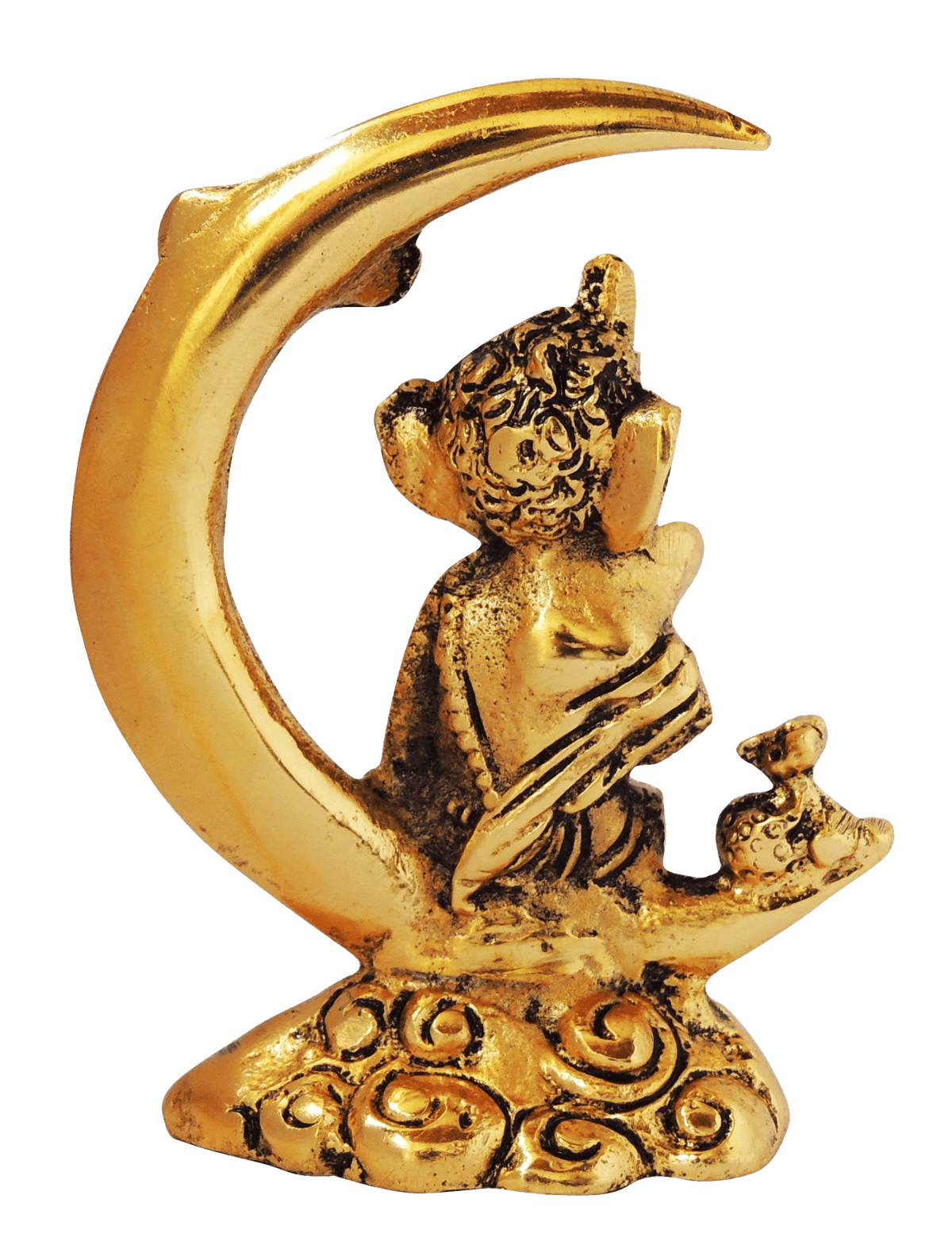 Aluminium Showpiece Ganesh Ji God Idol Sitting On Moon - 3.5*2*4.5 inch (AS286 G)