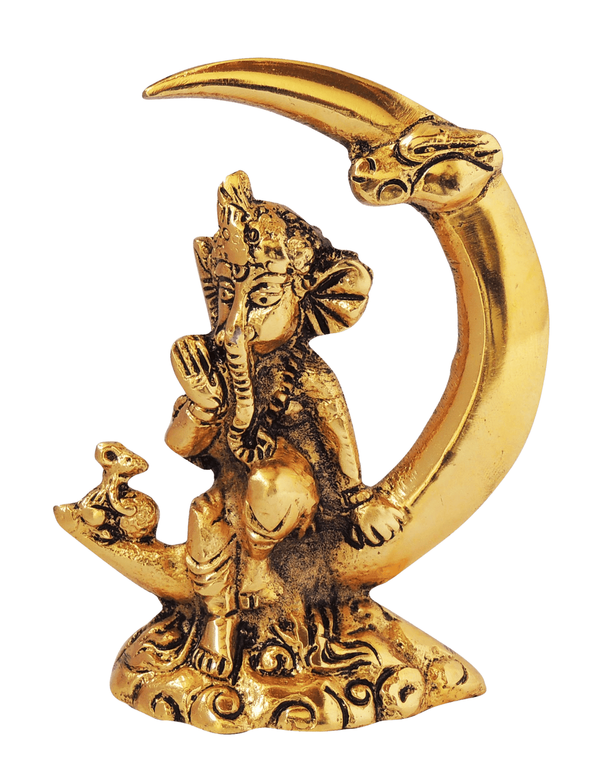 Aluminium Showpiece Ganesh Ji God Idol Sitting On Moon - 3.5*2*4.5 inch (AS286 G)