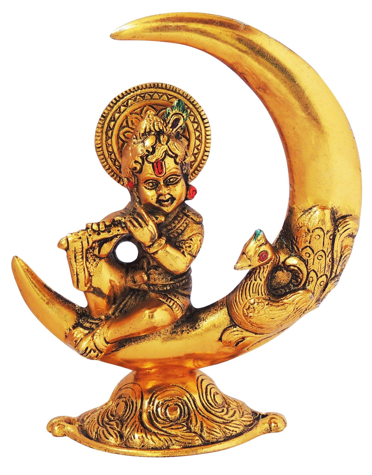 Showpiece Krishna On Moon Statue - 5.5*3.8*6.5 inch (AS305 G)