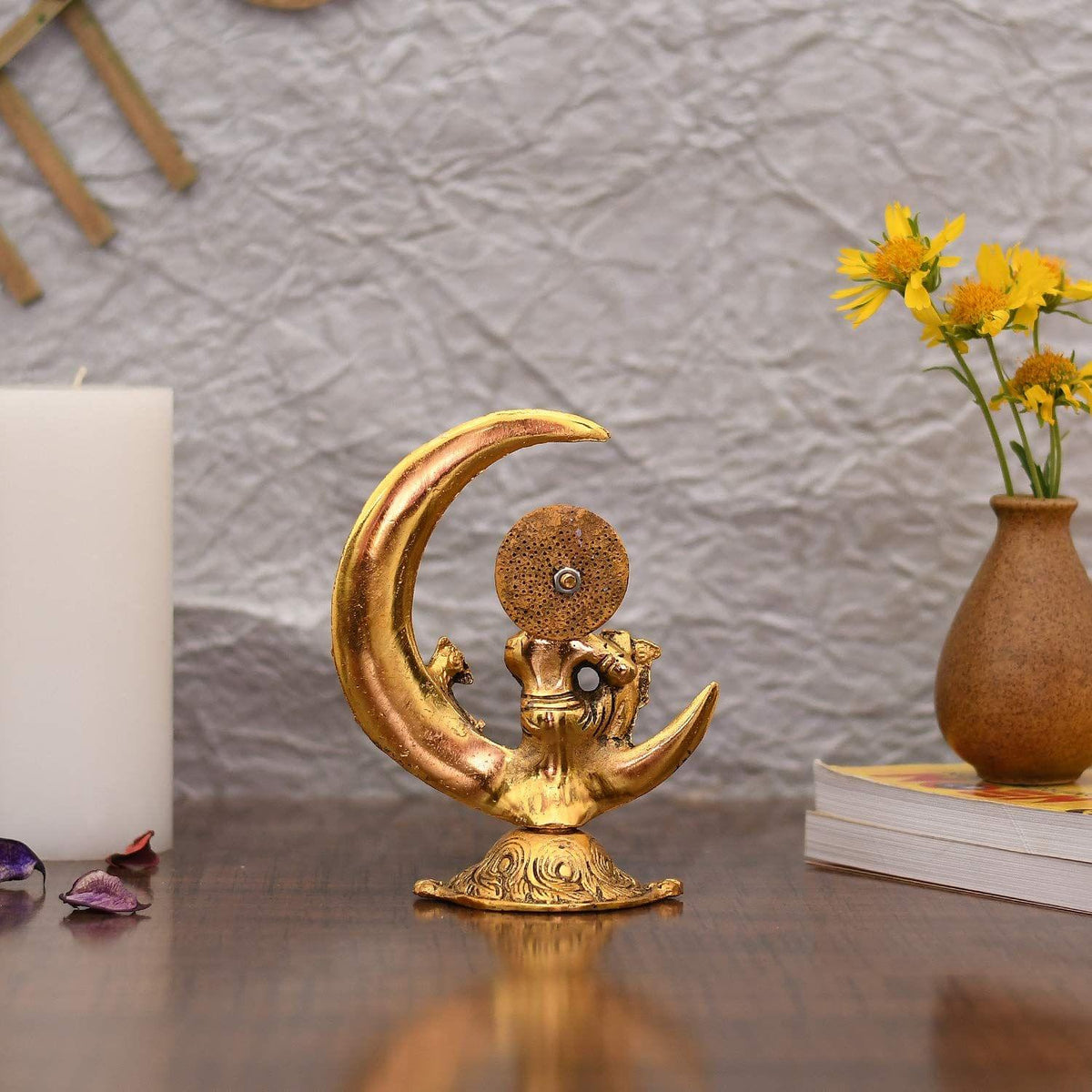 Showpiece Krishna On Moon Statue - 5.5*3.8*6.5 inch (AS305 G)