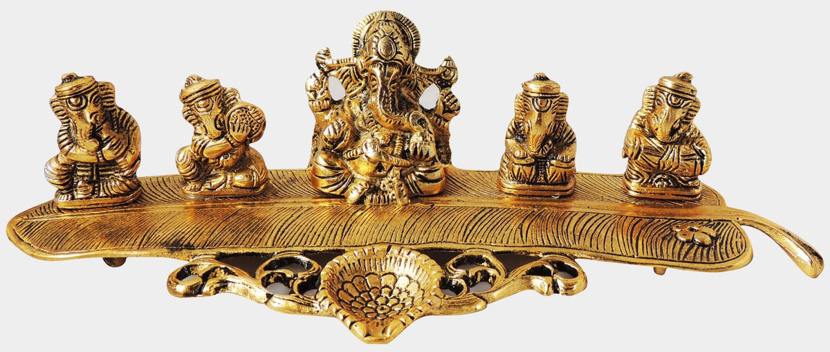 Aluminium Showpiece Musical Ganesh With Deepak Statue - 11.5*4.5*3.1 Inch (AS333 G)