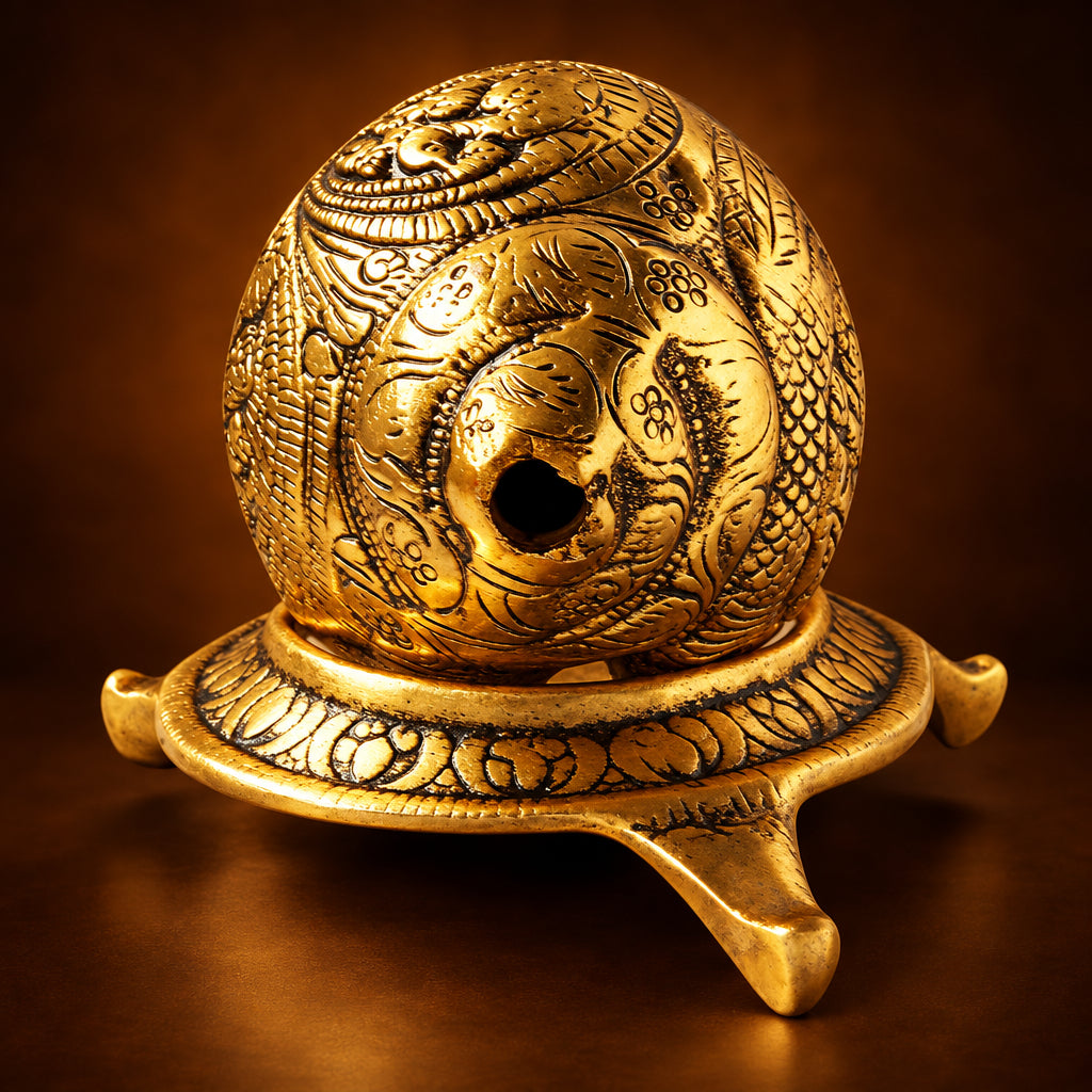 Aluminium Showpiece Shankh With Stand - 7.9*4.9*4.1 Inch (AS342 G)