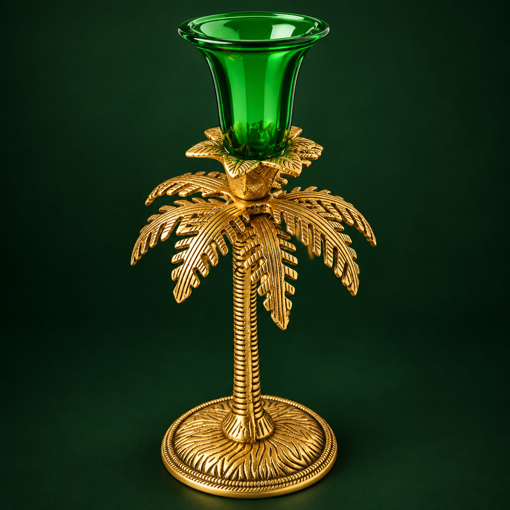 Aluminium Showpiece Candle Holder Home Decor Statue - 3*3*9 Inch (AS347 G)