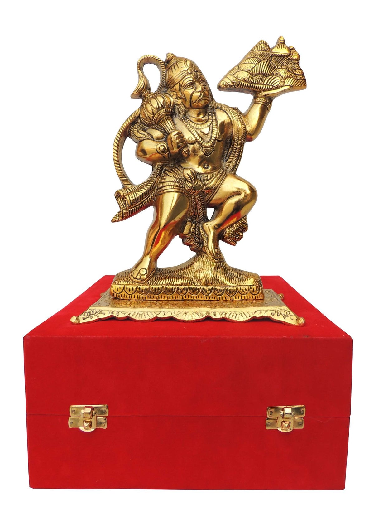 Aluminium Showpiece Hanuman Ji, God Idol Statue - 8.8*4.7*10.8 Inch (AS362 G)
