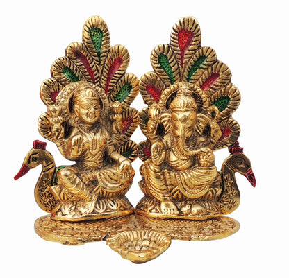 Showpiece Aluminium Lamxi Ji Sitting On Peacock - 6.2*4.2*5.1 Inch (AS367 G)