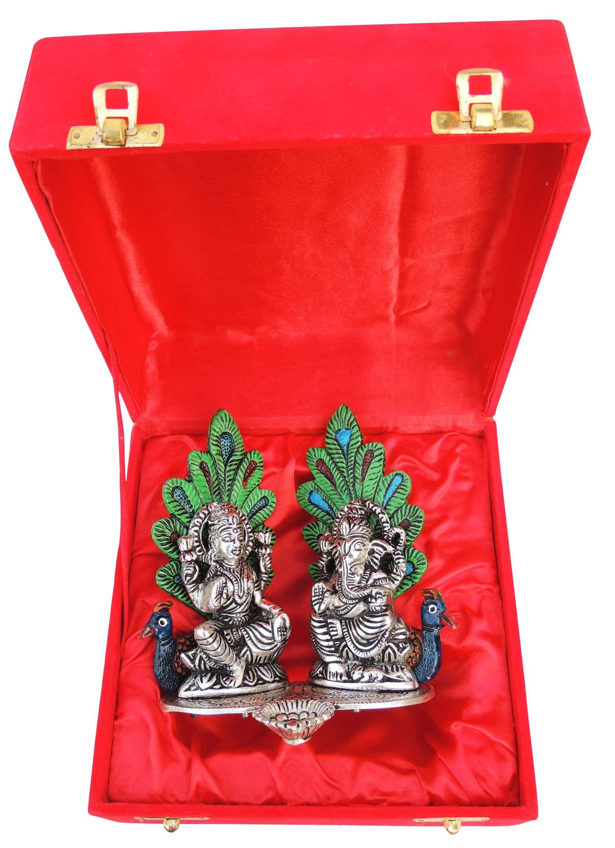 Showpiece Aluminium Lamxi Ji Sitting On Peacock - 5.5*4.2*5.8 inch (AS367 S)