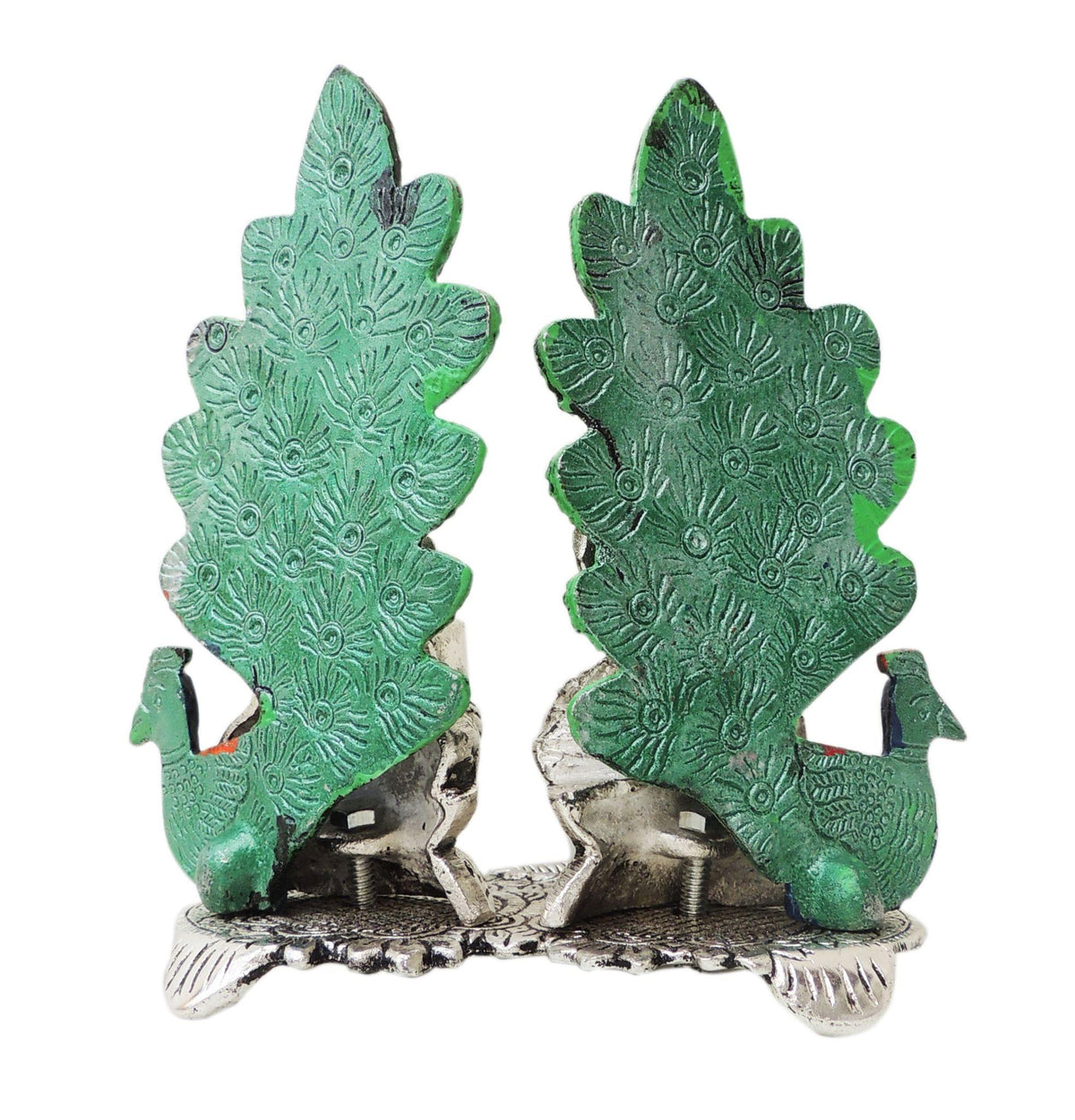 Showpiece Aluminium Lamxi Ji Sitting On Peacock - 5.5*4.2*5.8 inch (AS367 S)