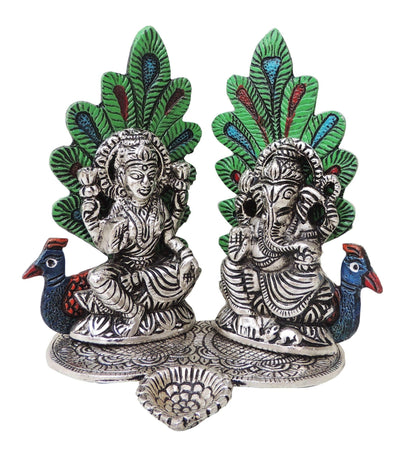 Showpiece Aluminium Lamxi Ji Sitting On Peacock - 5.5*4.2*5.8 inch (AS367 S)