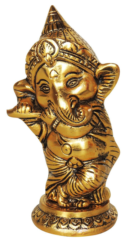 Showpiece Ganesh Ji Statue With Gold Finish - 6 Inch (AS385 G)
