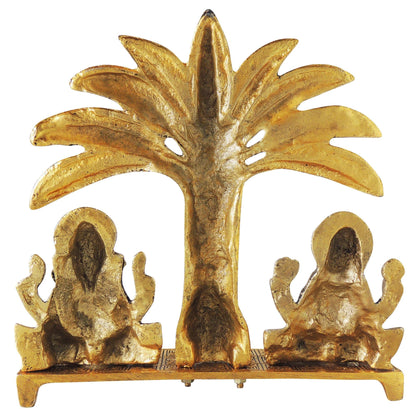 Aluminium Showpiece Laxmi Ganesh With Tree Statue  - 10*2.5*10 Inch (AS399 G)