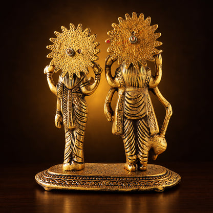 Aluminium Showpiece Vishnu & Laxmi Statue  - 6.5*3*7 Inch (AS400 G)