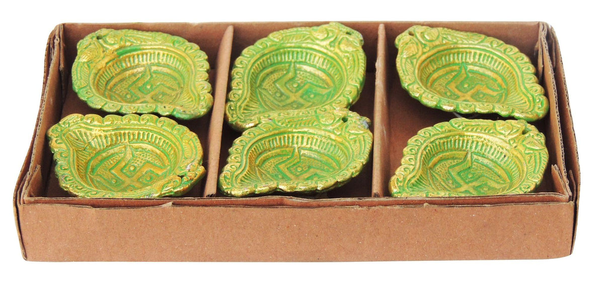 Aluminium Table Decor Oil Lamp, Deepak Pack of 6 Pieces - 2.6*2*0.5 Inch (AS409 C)