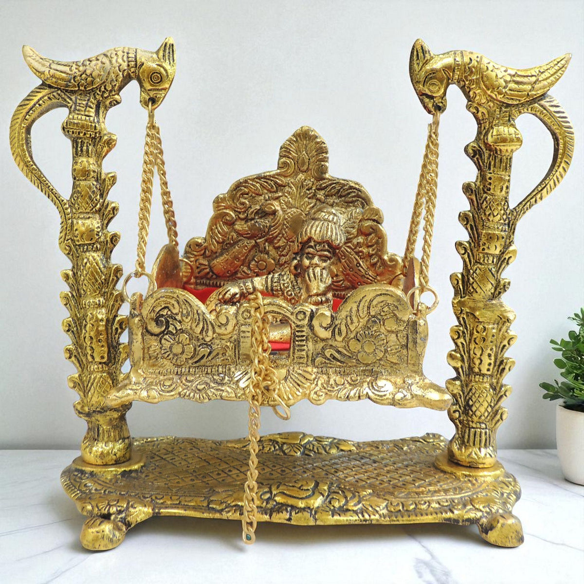 Aluminium Showpiece Peacock Jhula - 8*3*6.5 Inch (AS426 N)
