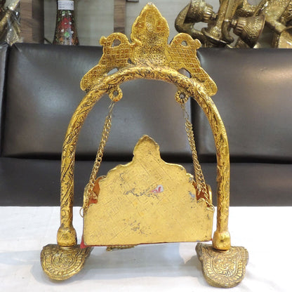 Aluminium Showpiece Ganesh Meharav Jhula - 9*4*11 Inch (AS426 P)
