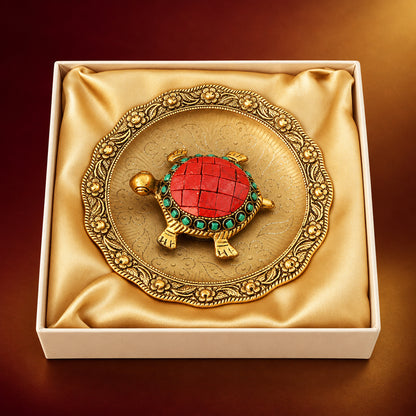 Aluminium Showpiece Stone Tortoise Statue - 5.5*5.5*1 Inch (AS427 C)