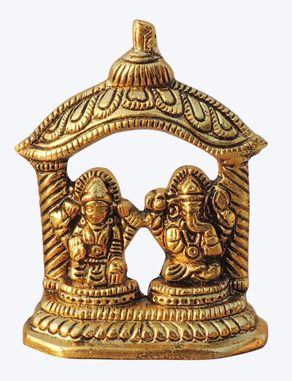 Aluminium Diwali Pooja Set With Agarbatti Stand, Deepak & Laxmi Ganesh Pair Statue (AS428 C)