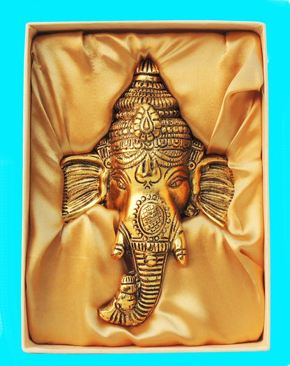 Aluminium Showpiece Trunk Ganesh, Soond Ganesh Statue - 4.2*1.5*7.2 Inch (AS437 G)