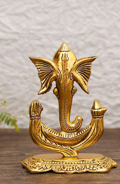 Aluminium Showpiece Trishul Ganesh Ji Statue - 5.2*3.5*6.5 Inch (AS438 G)