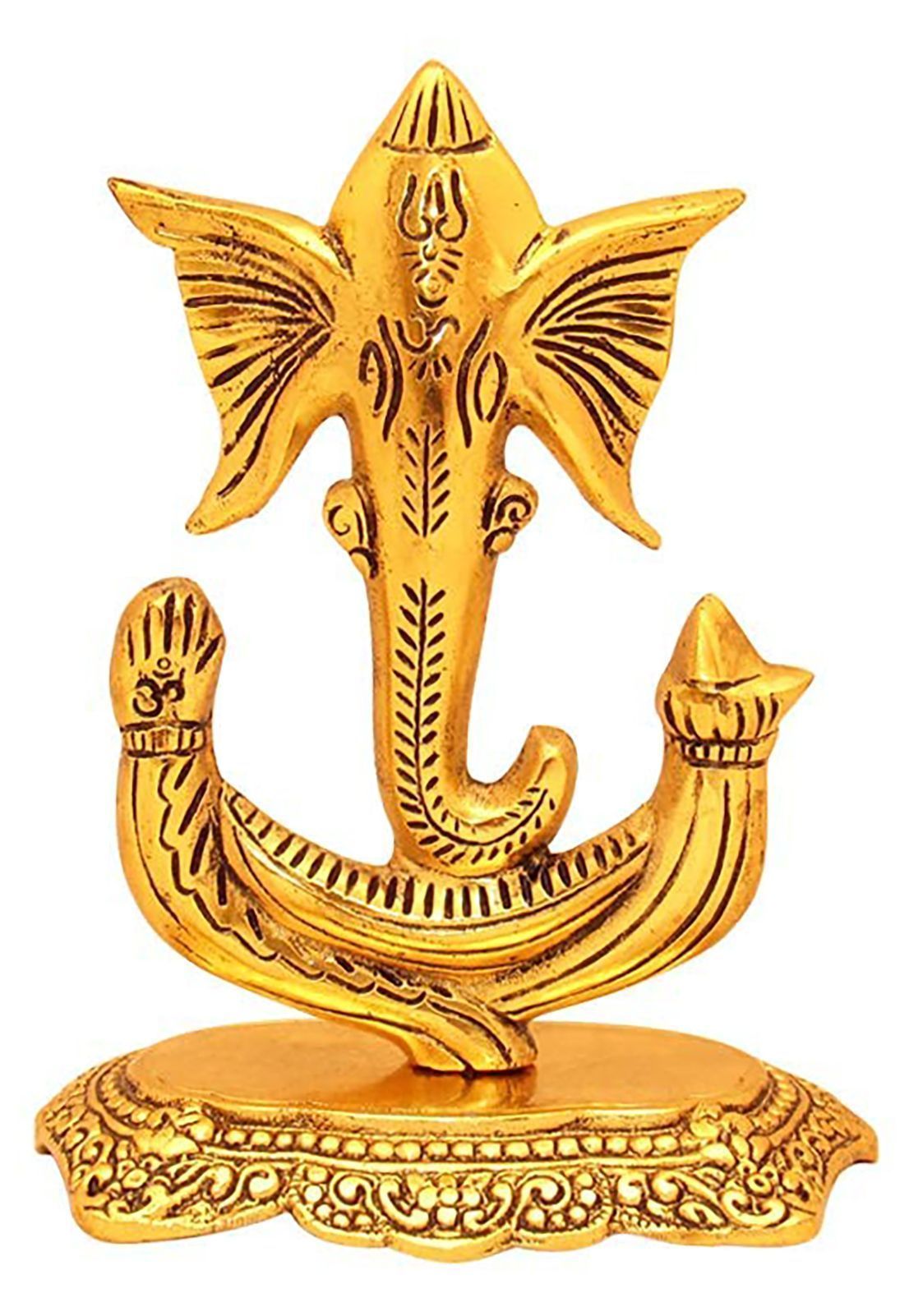 Aluminium Showpiece Trishul Ganesh Ji Statue - 5.2*3.5*6.5 Inch (AS438 G)