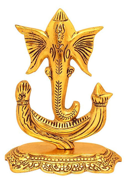 Aluminium Showpiece Trishul Ganesh Ji Statue - 5.2*3.5*6.5 Inch (AS438 G)
