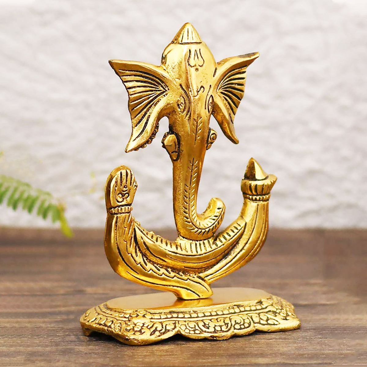 Aluminium Showpiece Trishul Ganesh Ji Statue - 5.2*3.5*6.5 Inch (AS438 G)