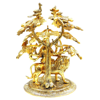 Aluminium Showpiece Durga Ji Statue - 9.5*9.5*15 Inch (AS442 G)