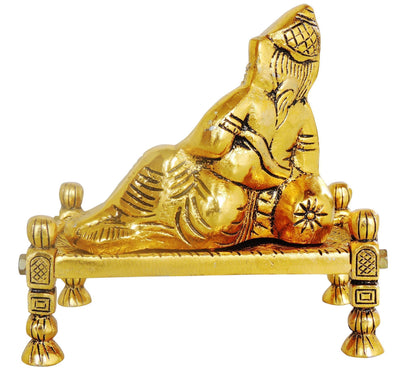 Aluminium Showpiece Bed Ganesh Statue - 6*3.2*6 Inch (AS445 G)