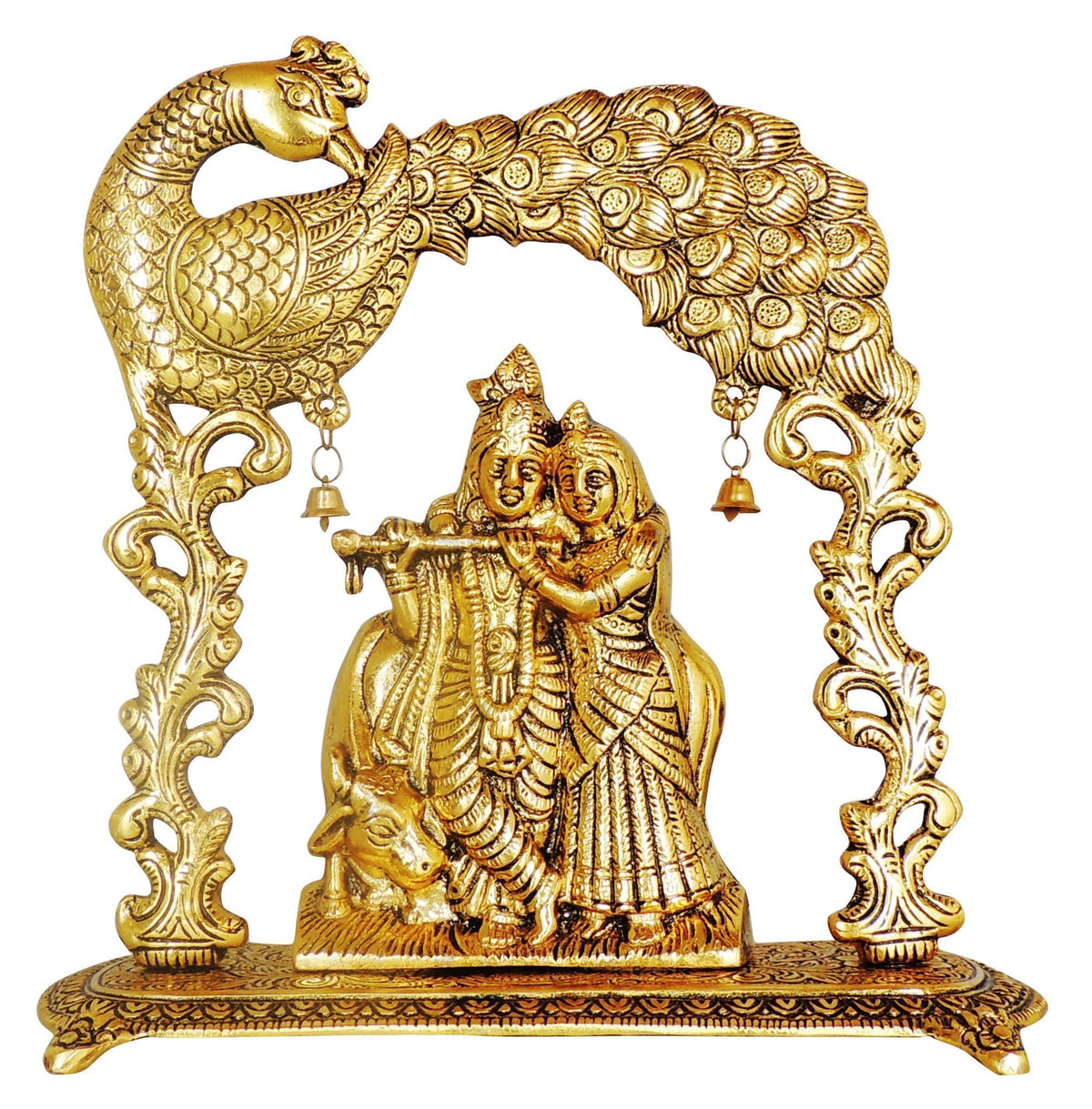 Aluminium Showpiece Radha Krishna Frame Statue - 9*4*9.7 Inch (AS446 G)