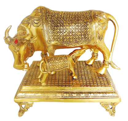Aluminium Showpiece Cow Statue - 11.5*8*12 Inch (AS447 G)