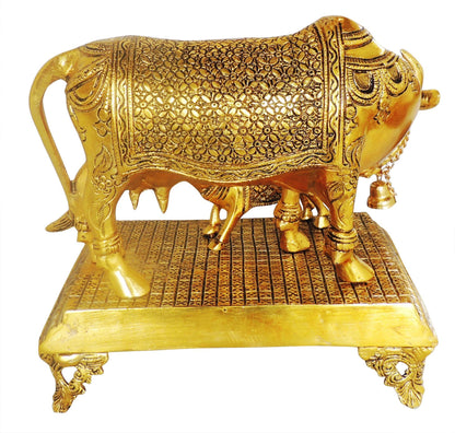 Aluminium Showpiece Cow Statue - 11.5*8*12 Inch (AS447 G)
