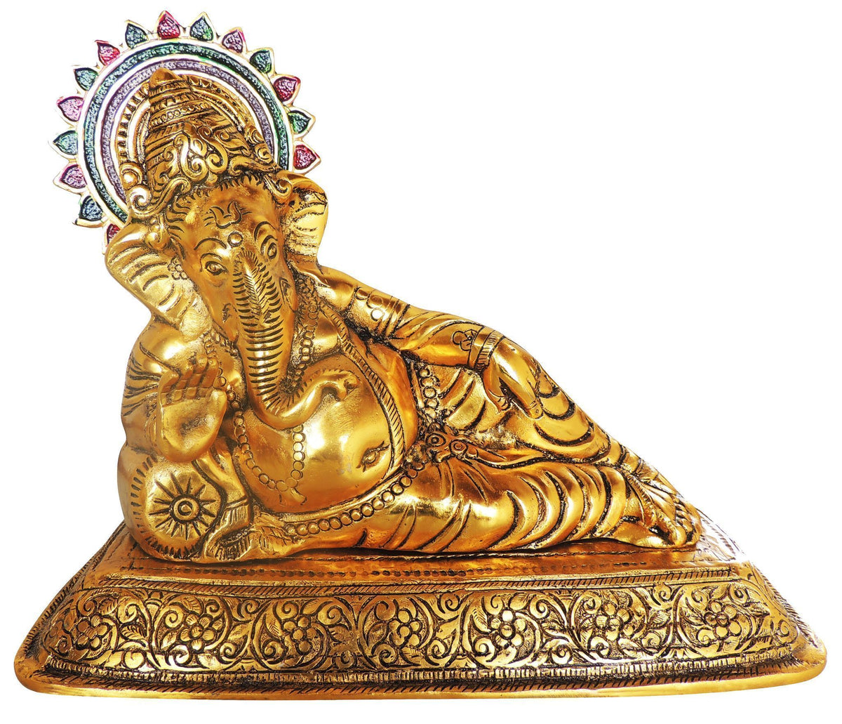 Aluminium Showpiece Masand Ganesh Statue - 14.5*6*12 Inch (AS449 G)