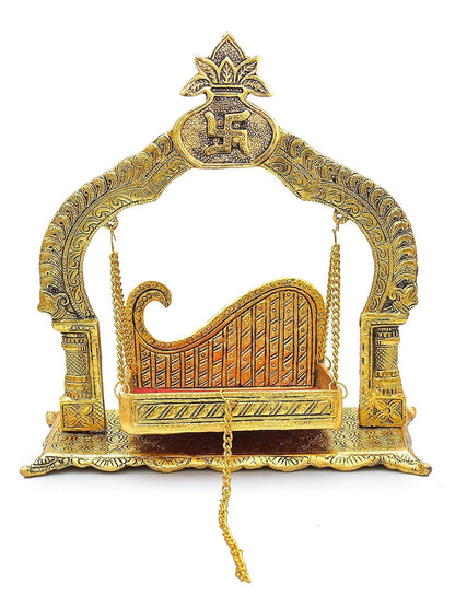 Aluminium Showpiece Kalash Jhula Statue - 10.2*4.5*11.5 Inch (AS456 G)