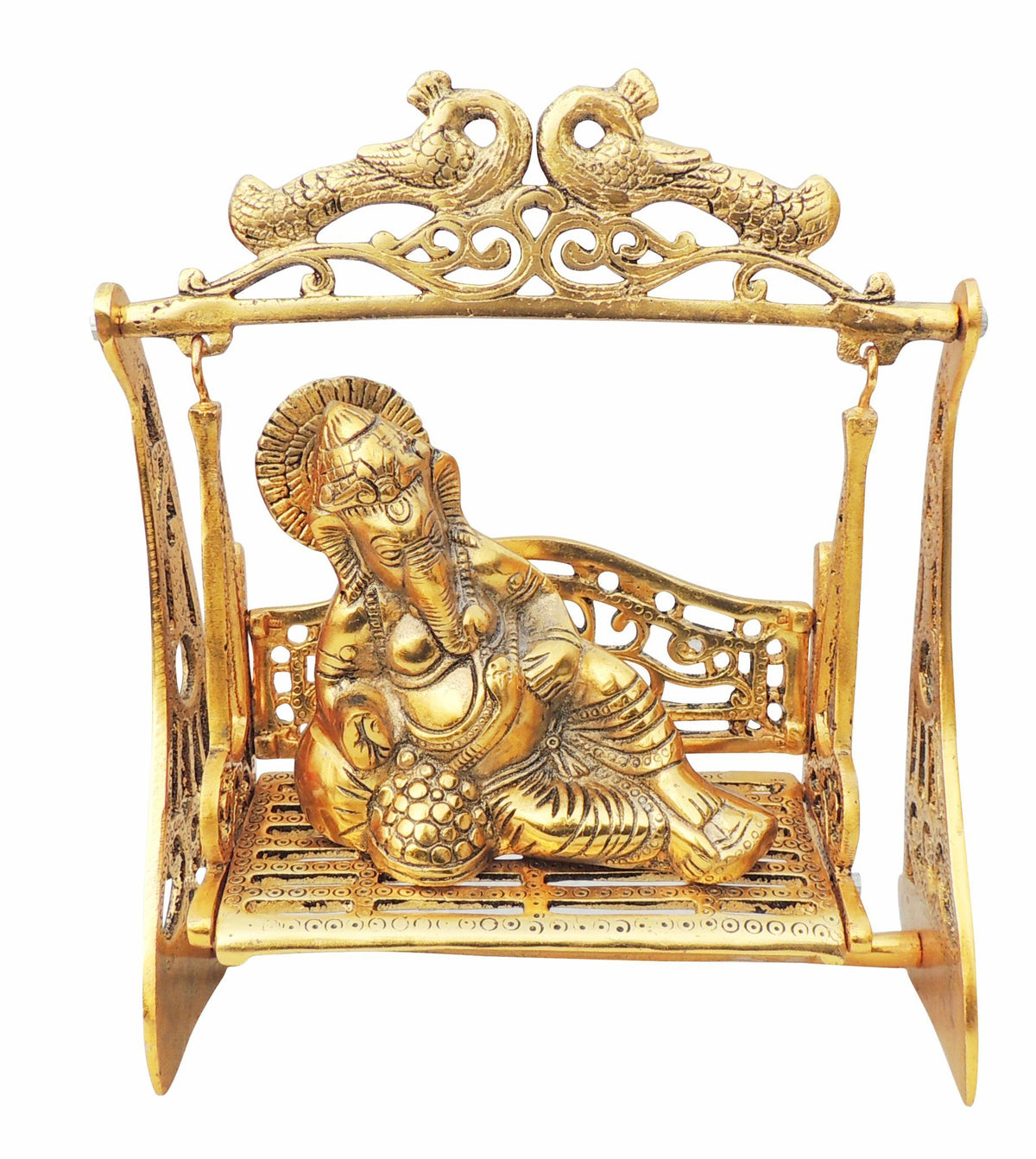 Aluminium Showpiece Garden Jhula Ganesh - 8.2*3.5*10 Inch (AS459 G)