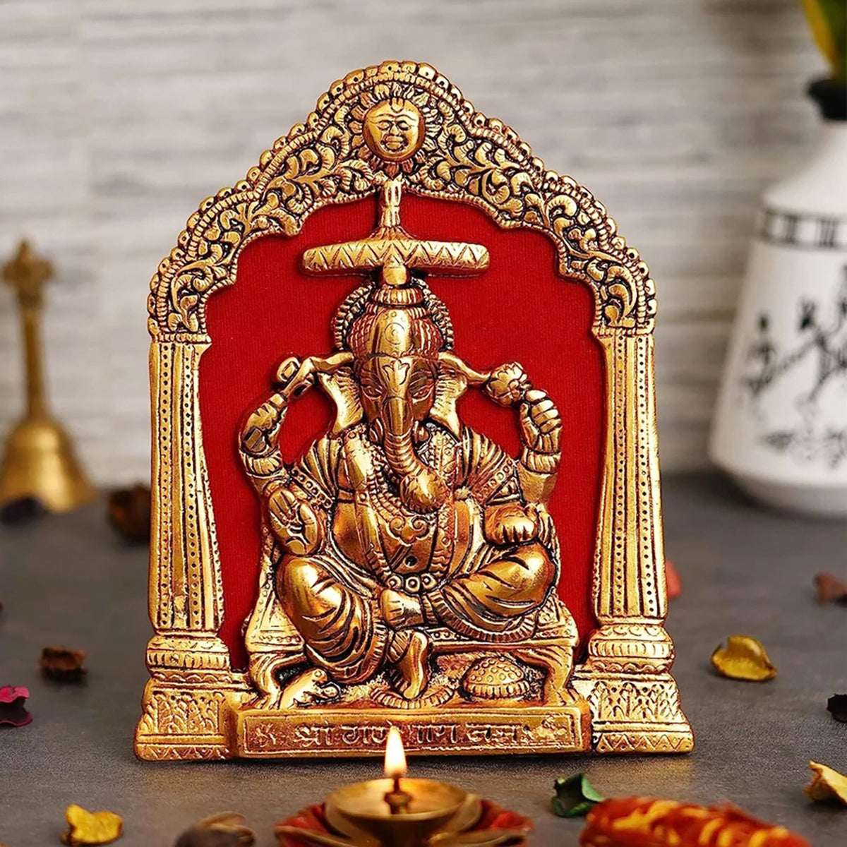 Aluminium Showpiece Ganesh Ji Statue - 6.6*0.5*8.5 Inch (AS464 G)