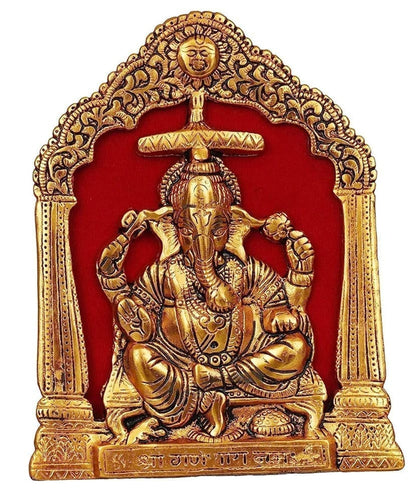 Aluminium Showpiece Ganesh Ji Statue - 6.6*0.5*8.5 Inch (AS464 G)