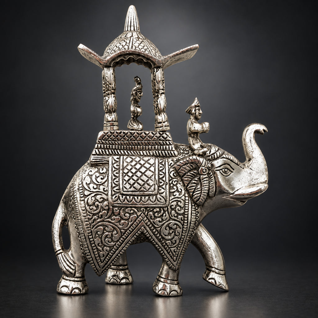 Aluminium Showpiece Elephant Statue - 7*2.5*10 Inch (AS473 S)