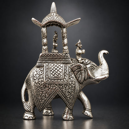 Aluminium Showpiece Elephant Statue - 7*2.5*10 Inch (AS473 S)