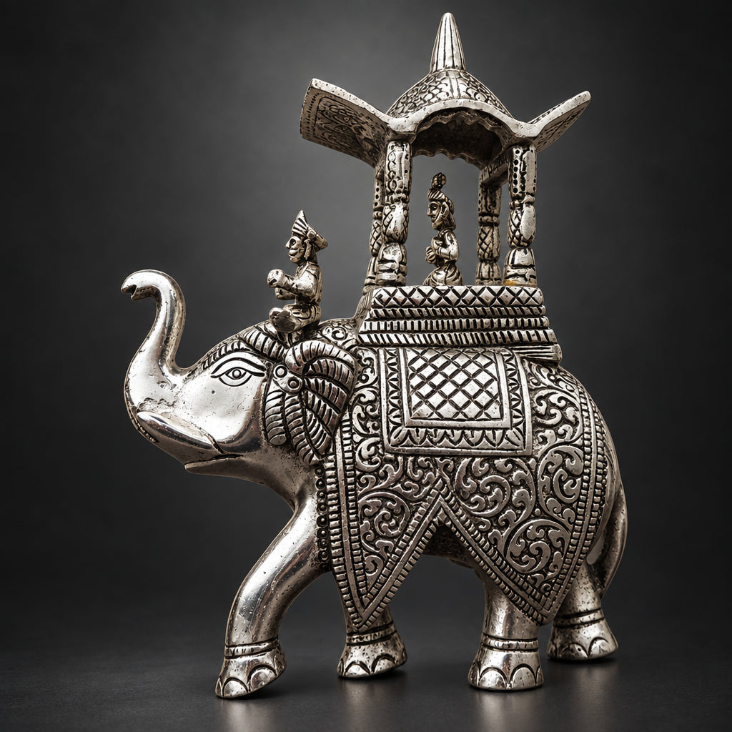 Aluminium Showpiece Elephant Statue - 7*2.5*10 Inch (AS473 S)