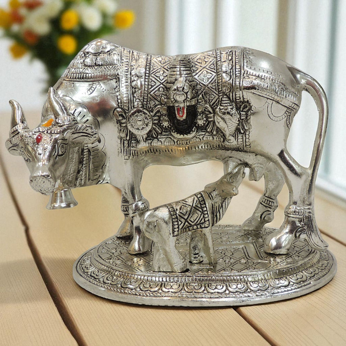 Aluminium Showpiece Cow Statue - 8*4.7*6 Inch (AS477 S)