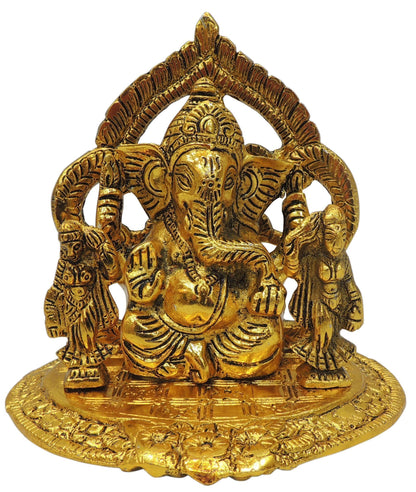 Aluminium Showpiece Ganesh Ji Statue - 5.7*5*5.7 Inch (AS478 G)