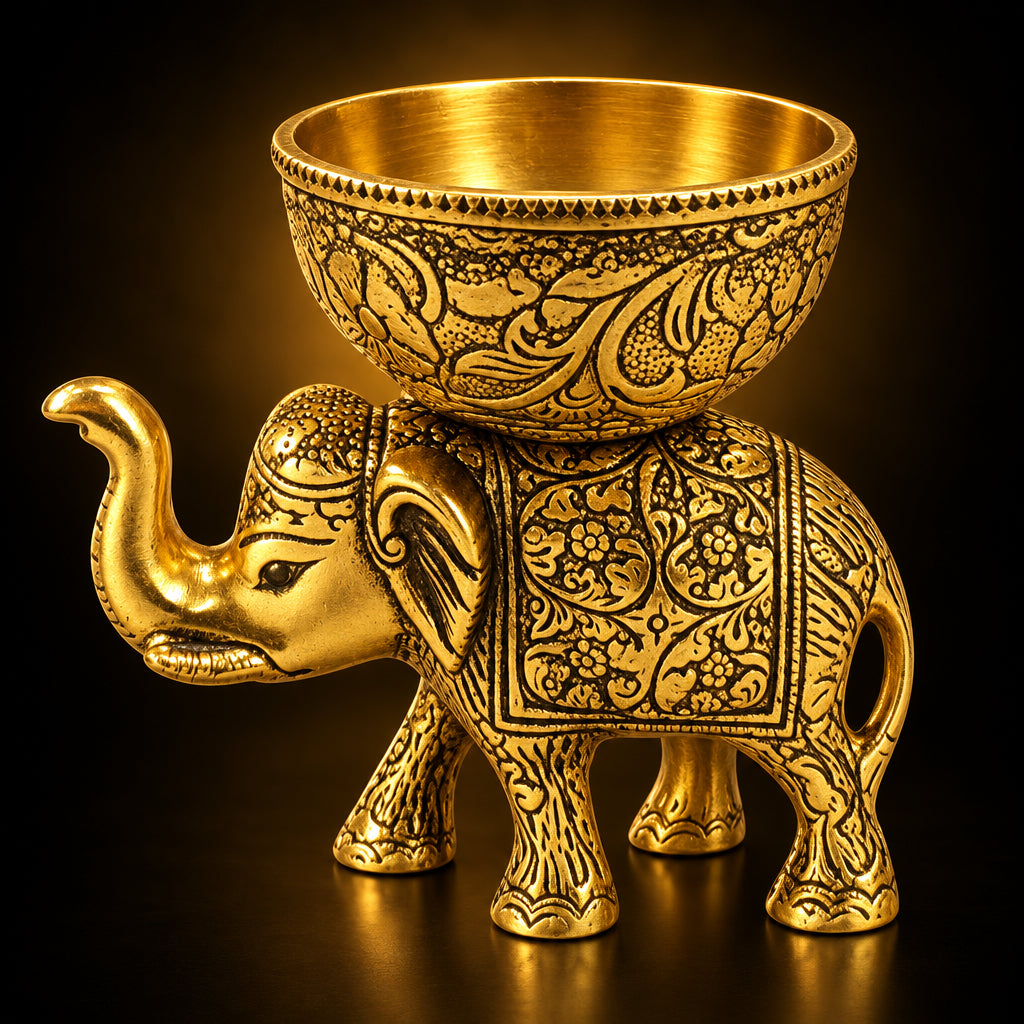 Aluminium Showpiece Elephant Bowl - 5*3.2*4.5 Inch (AS492 A)