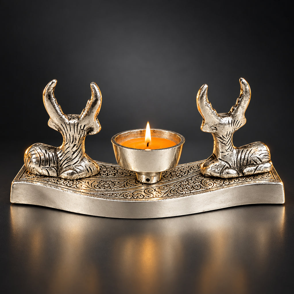 Aluminium Showpiece Double Deer Basket - 7*2*3.5 Inch (AS496 S)