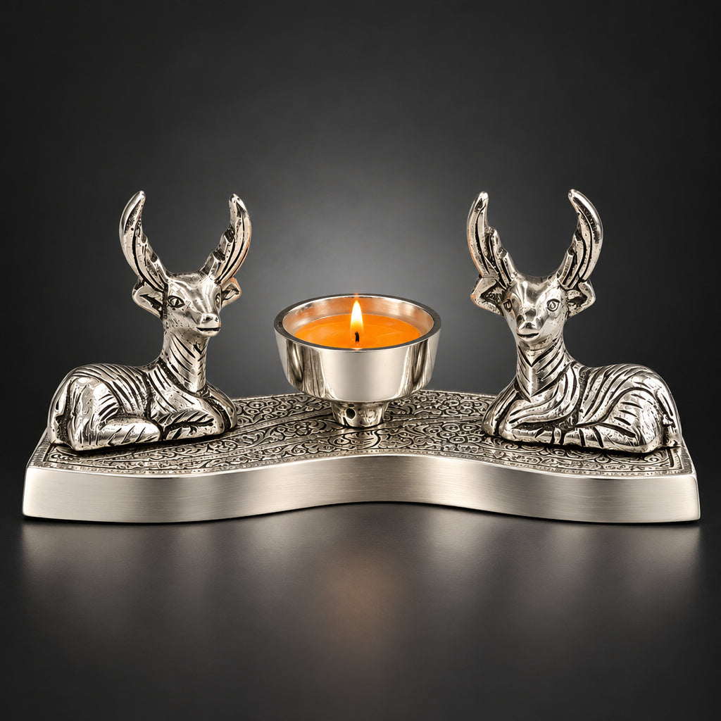 Aluminium Showpiece Double Deer Basket - 7*2*3.5 Inch (AS496 S)