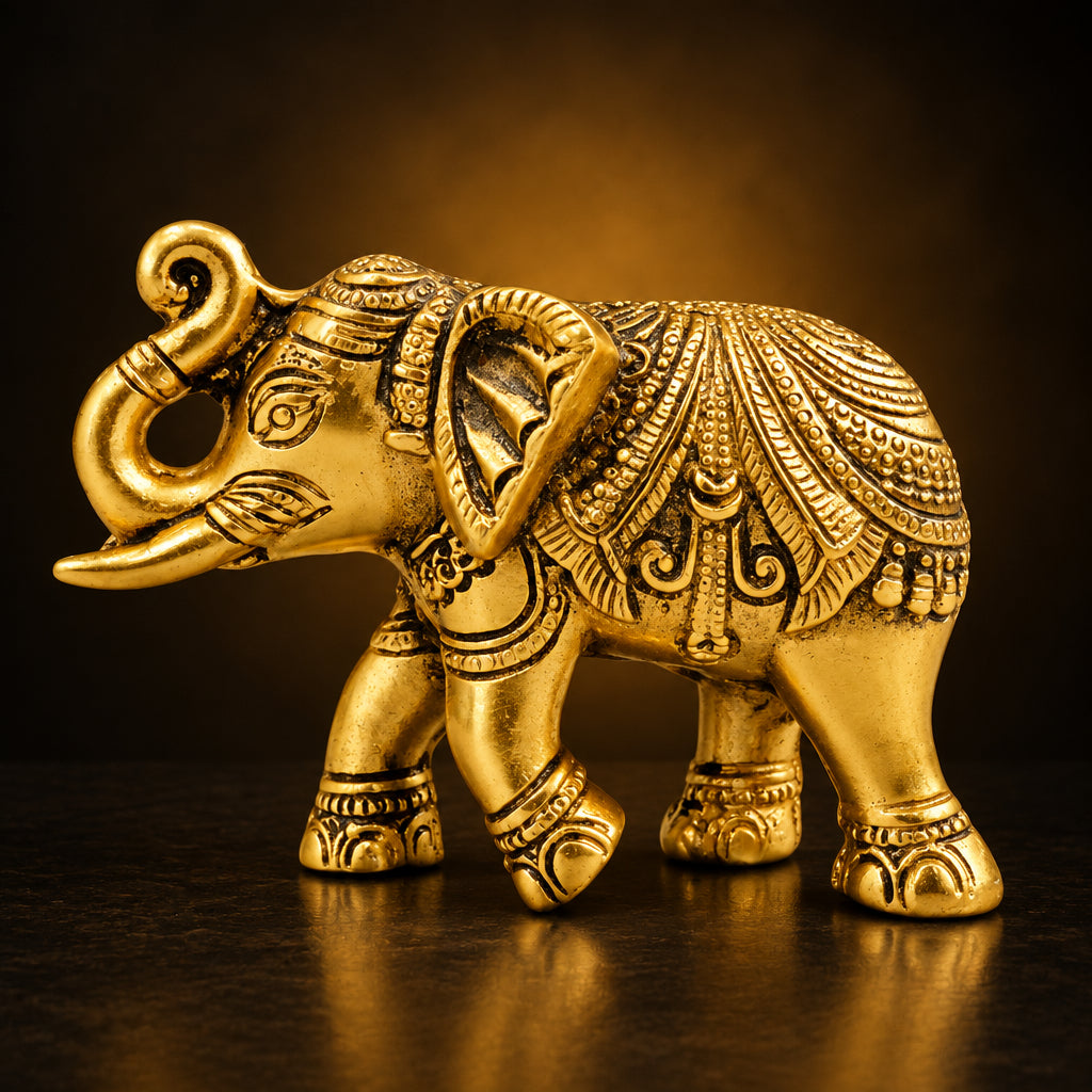Aluminium Showpiece Elephant - 5*2*3.5 Inch (AS503 G)