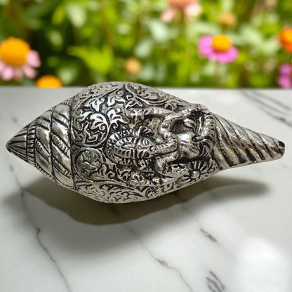 Aluminium Showpiece Shank Ganesh - 5*2*2 Inch (AS507 S)