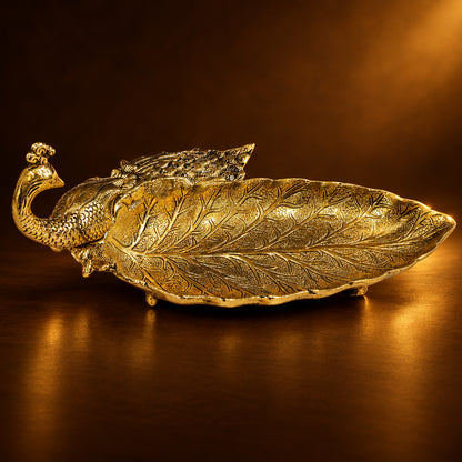 Aluminium Showpiece Peacock Plate - 12*7*5.5 Inch (AS508 G)